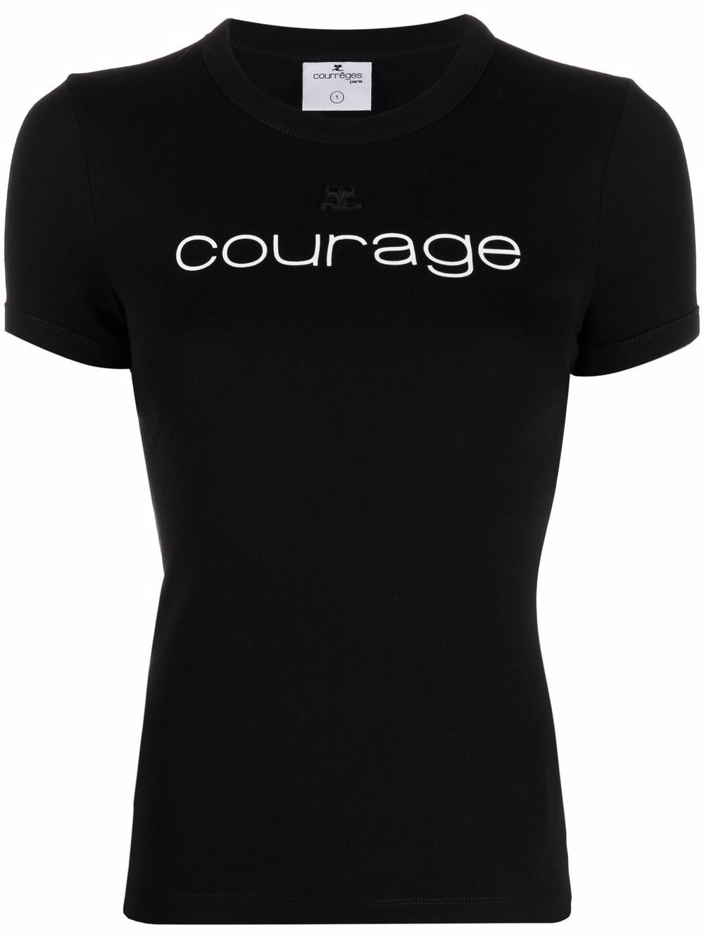 COURRÈGES WOMEN 'Courage' Slogan T-Shirt Black