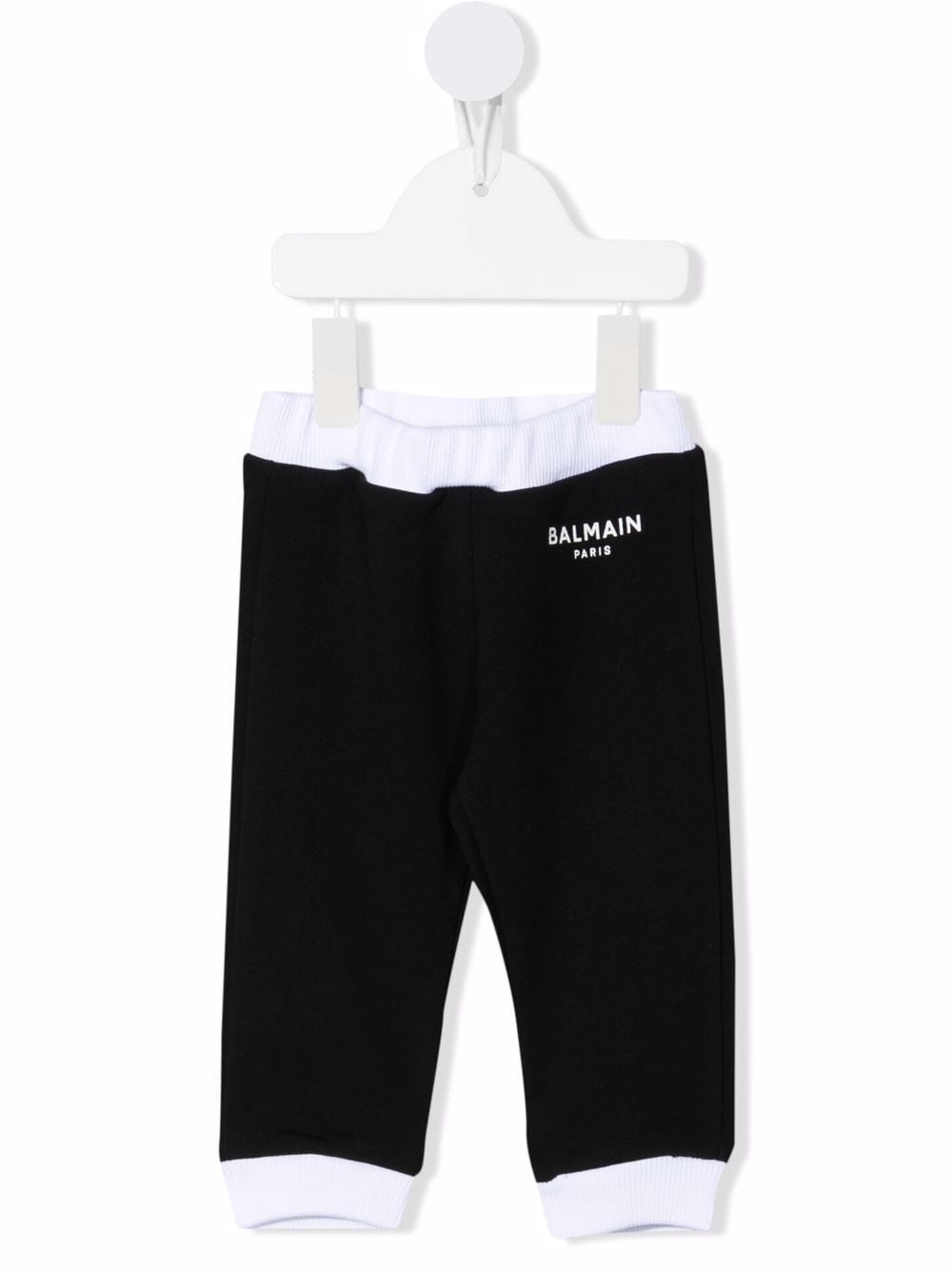 BALMAIN BABY Logo-print cotton track trousers Black/White