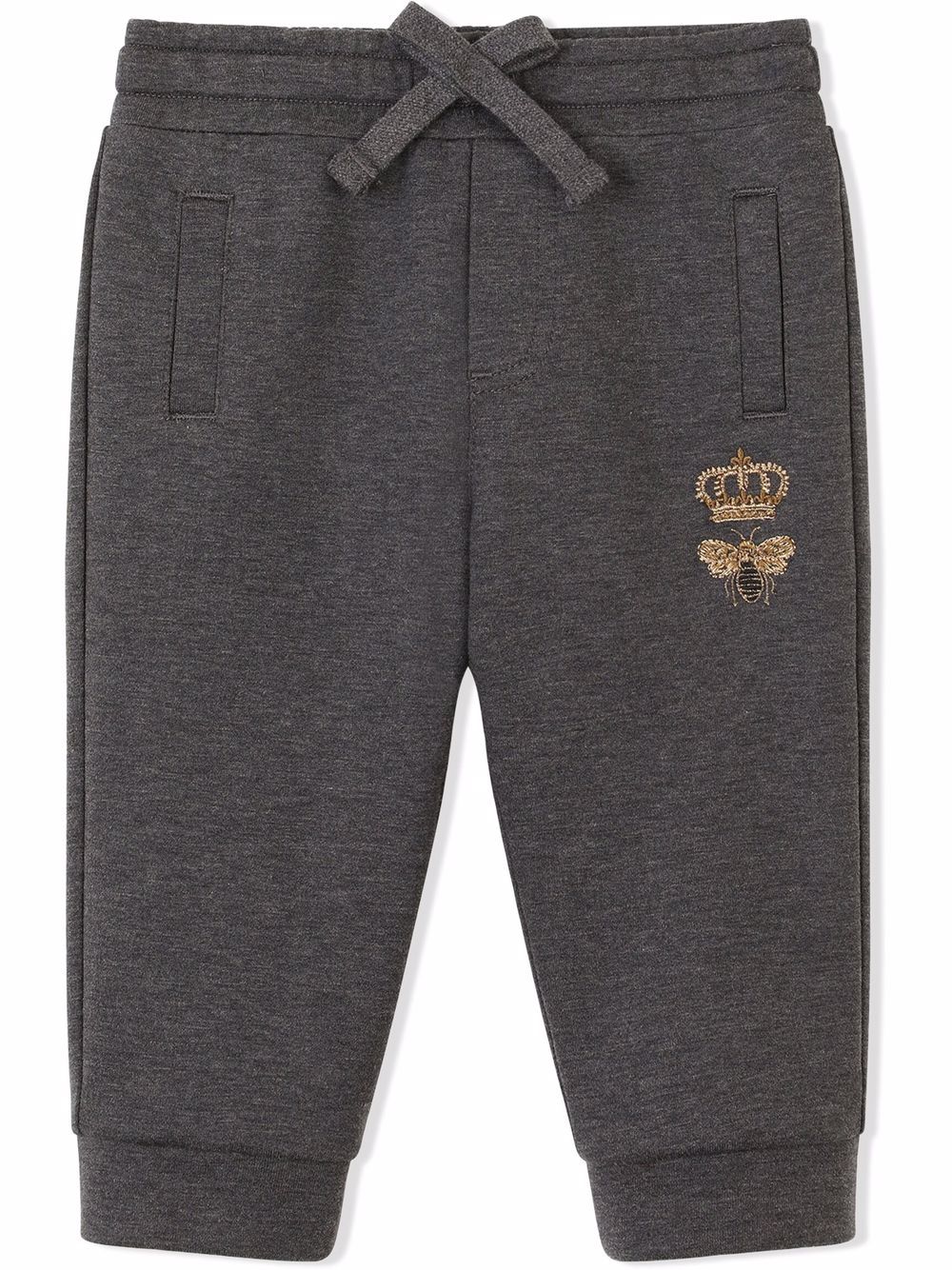 DOLCE & GABBANA BABY Bee Embroidered Track Pants Grey