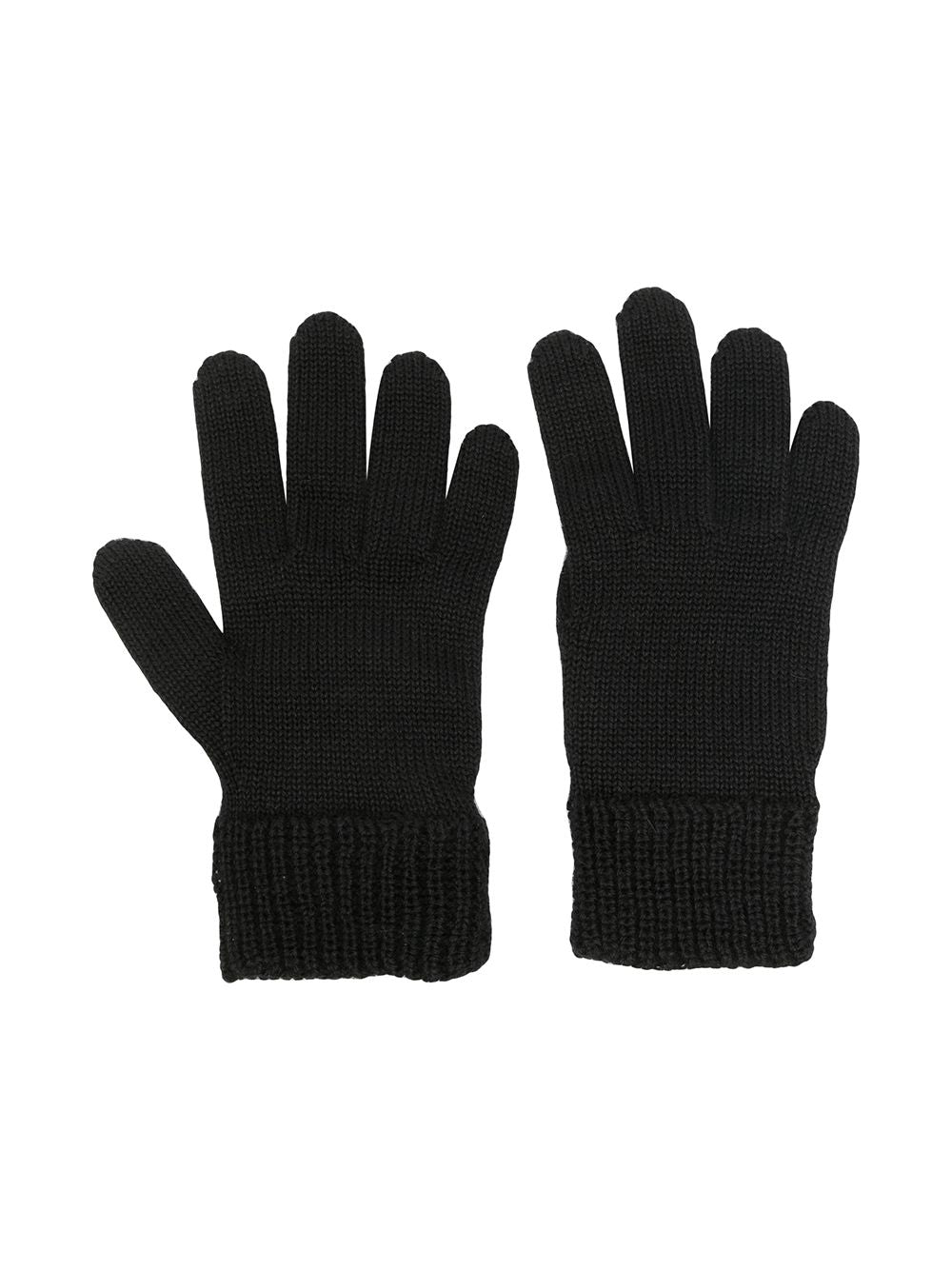 MONCLER KIDS Logo patch knitted gloves Black