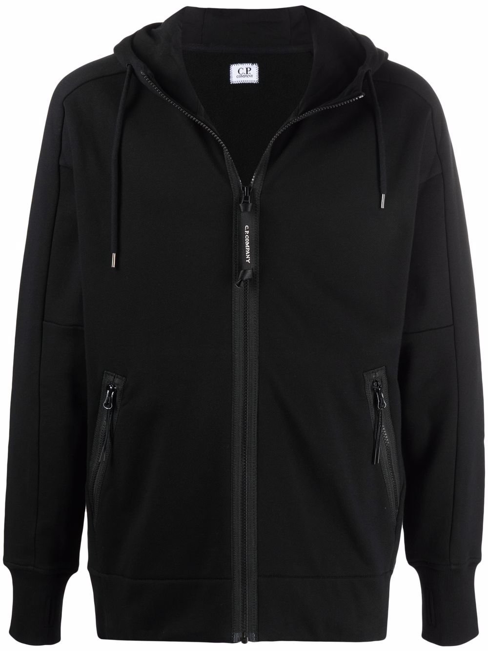 C.P COMPANY Zip-front cotton hoodie Black