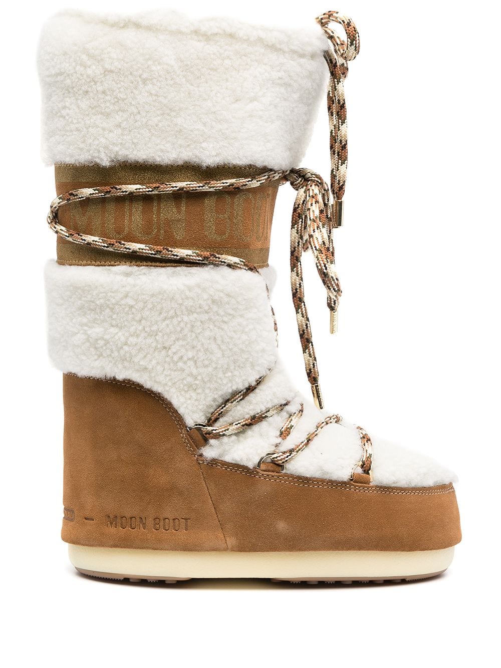 Image of MOON BOOT WOMEN LAB69 Icon Shearling Snow Boots Whisky White