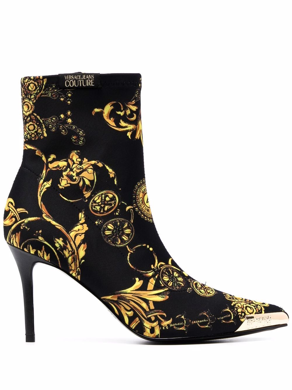 VERSACE WOMEN Baroque-pattern ankle boots Black/Gold