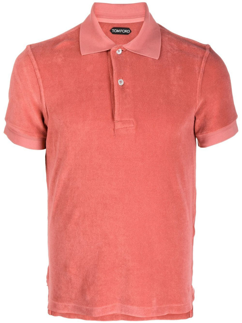 TOM FORD Towelling Polo Shirt Red 