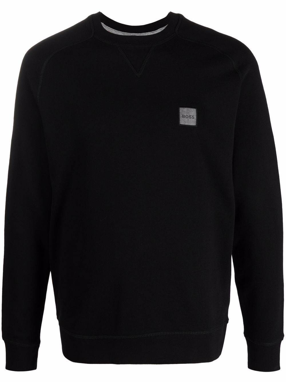 BOSS Logo-patch crew neck sweatshirt Black