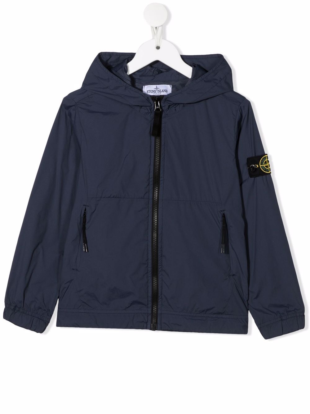 STONE ISLAND KIDS Logo-patch hooded jacket Navy