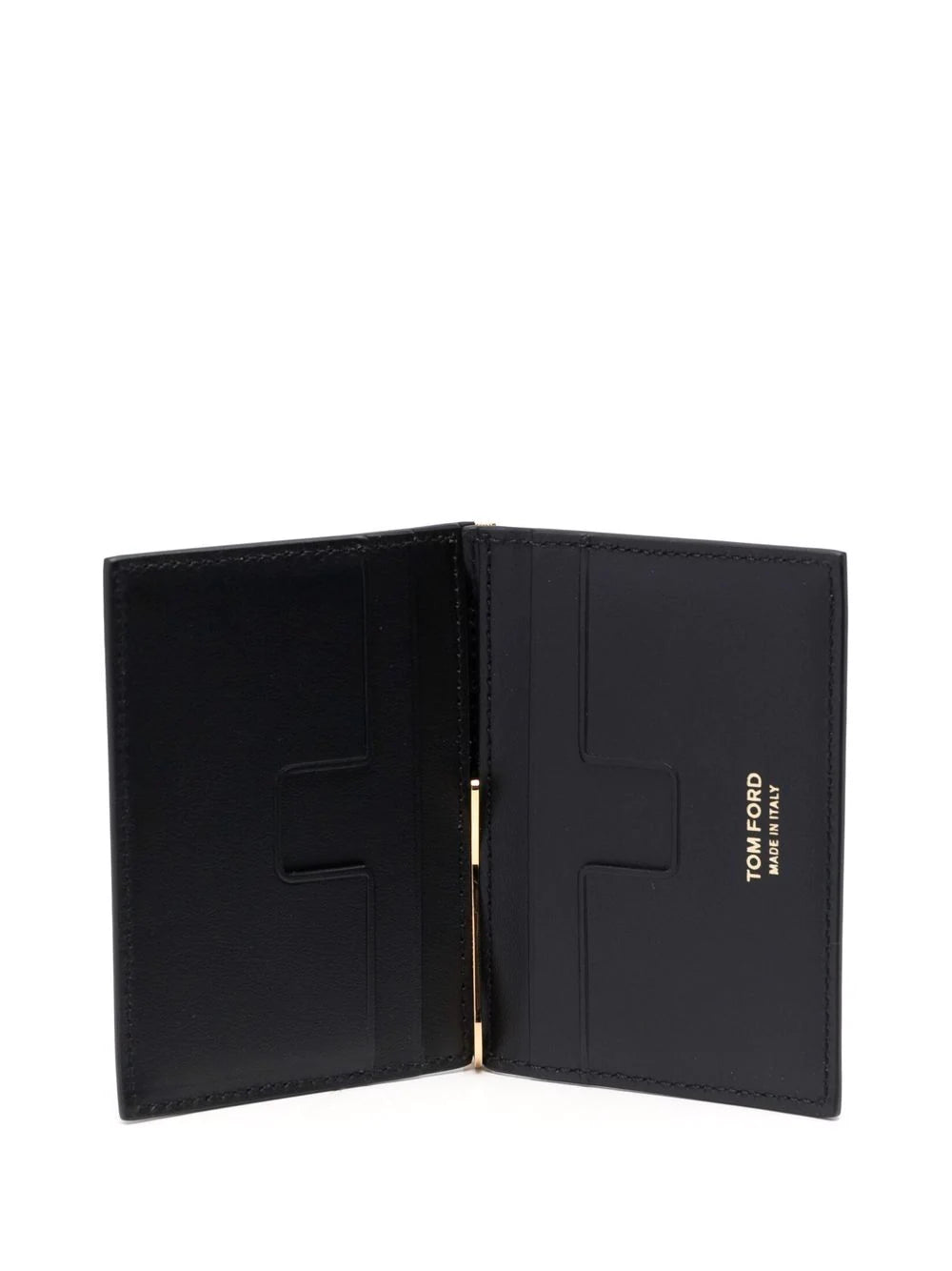 TOM FORD Logo-Print Croc Effect Money Clip Cardholder Black/Gold |  