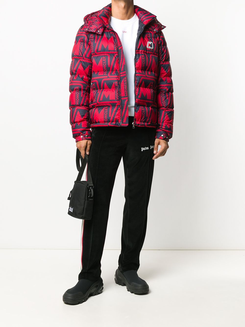 Moncler Frioland Logo Print Padded Jacket Red/Black