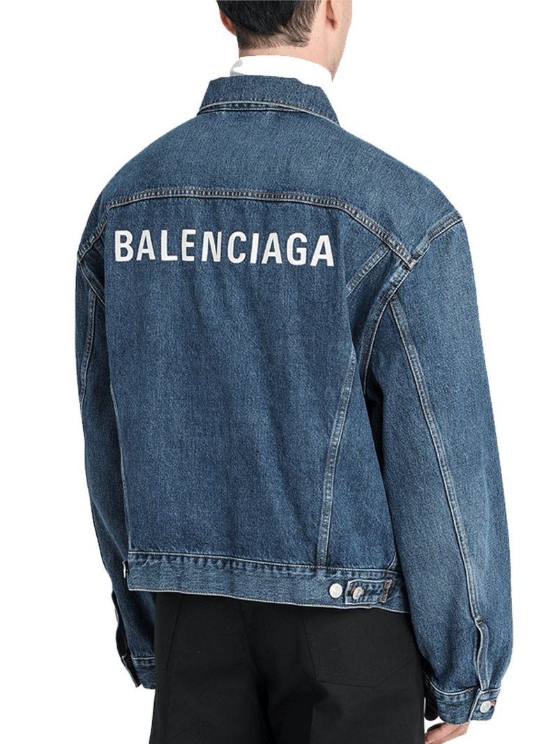 Balenciaga logo print denim shirt dress blue  MODES
