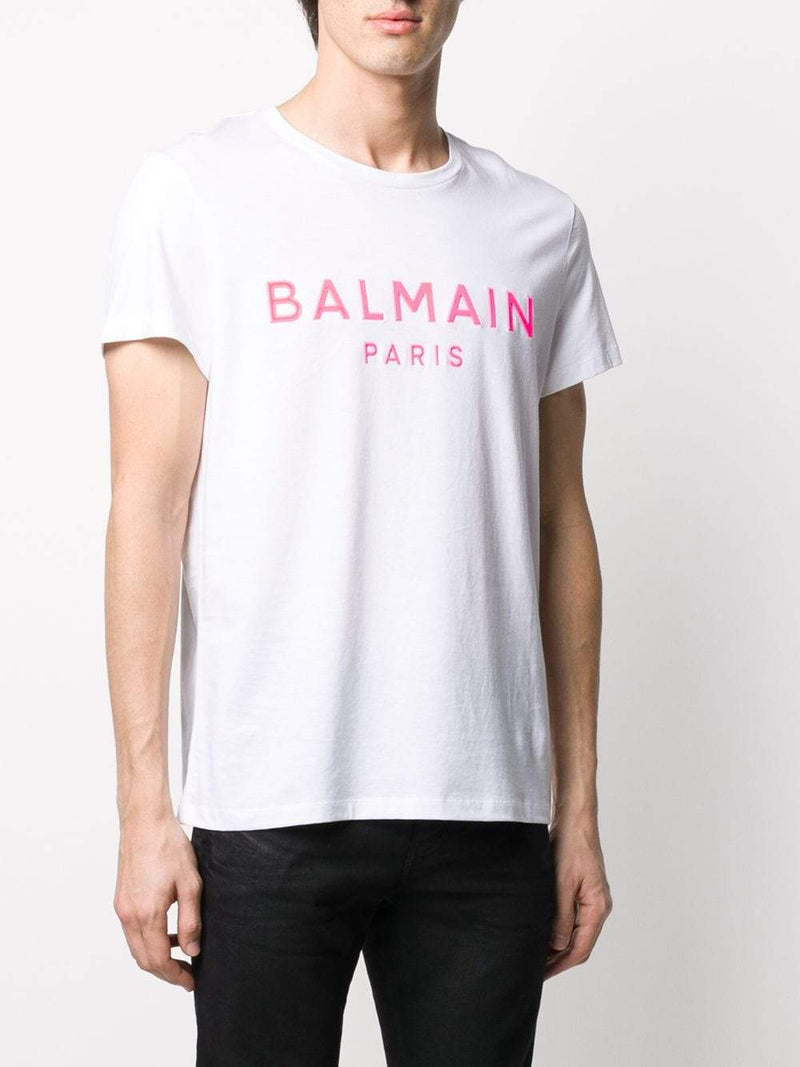 BALMAIN gel logo t-shirt white/pink - Maison De Fashion 