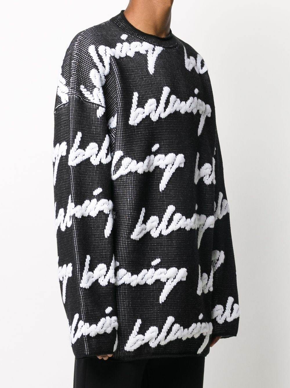 BALENCIAGA knitted signature sweatshirt black MAISONDEFASHION.COM
