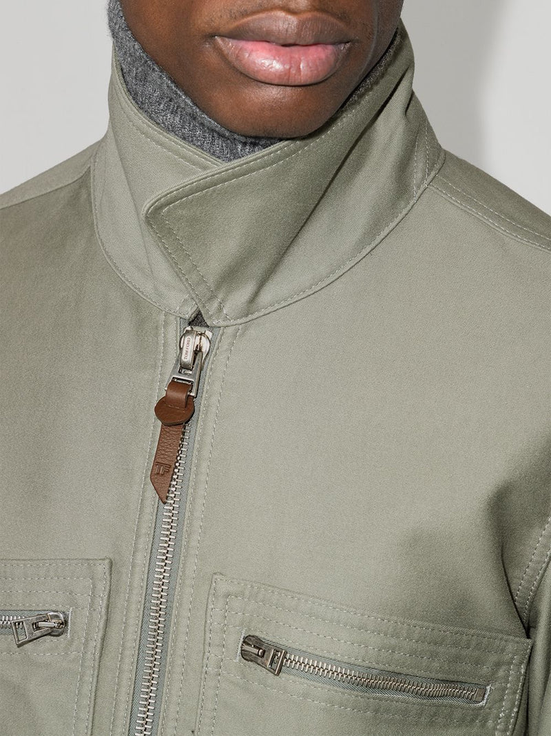 TOM FORD Zipped Brushed Cotton Jacket Green 