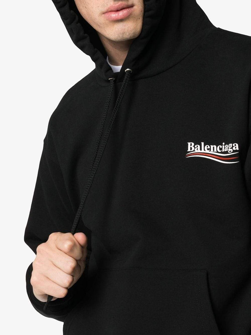 Balenciaga  Oversized LogoPrint Loopback CottonJersey Hoodie  Black  Balenciaga