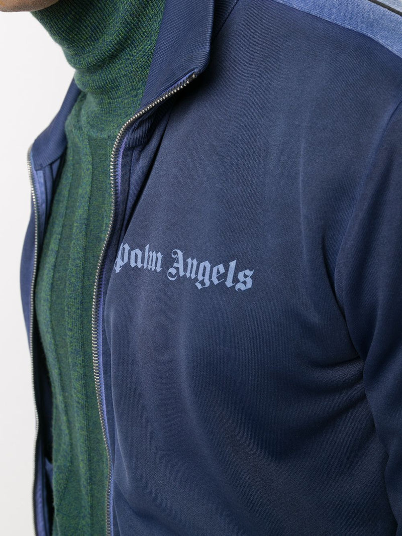 PALM ANGELS Garment Dyed Track Jacket Blue | MAISONDEFASHION.COM