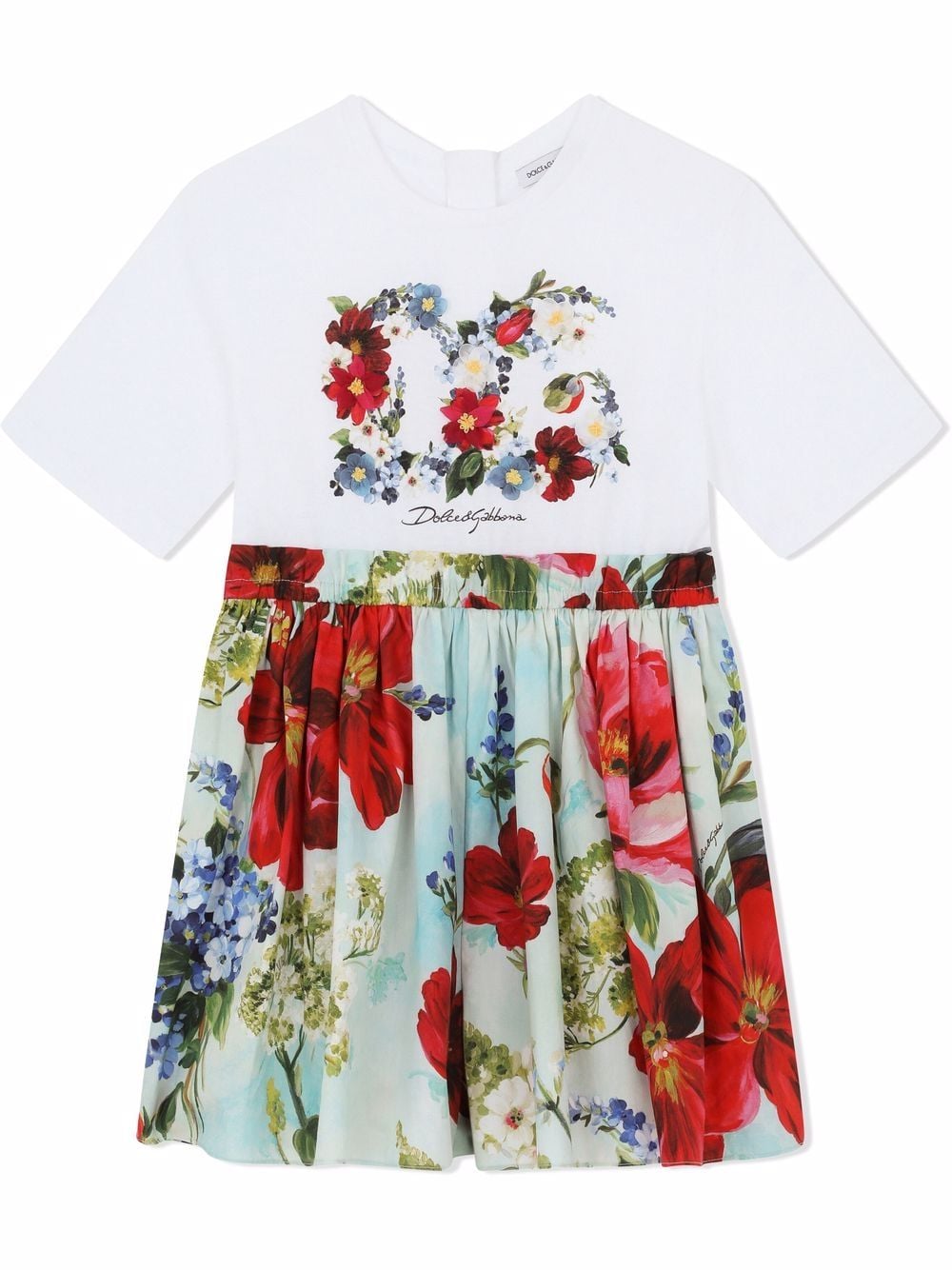 DOLCE & GABBANA KIDS Floral-skirt T-shirt Dress White 