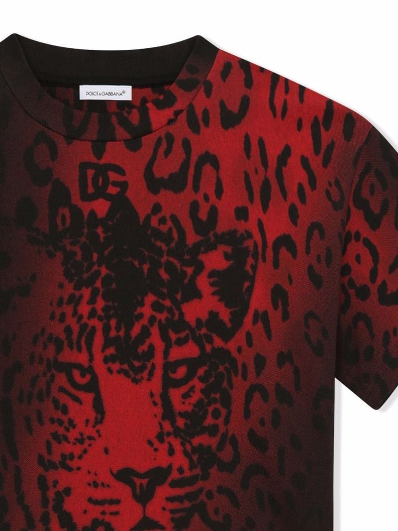 DOLCE & GABBANA KIDS Leopard-print Logo T-shirt 