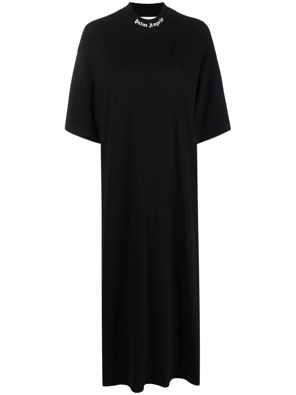 PALM ANGELS WOMEN Logo Over Tee Dress Black White