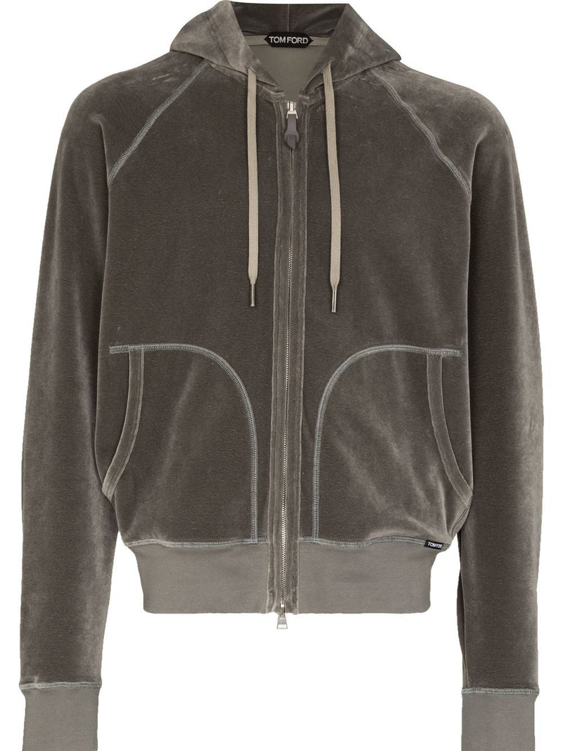 TOM FORD Velour Zip-fastening Hoodie Grey 