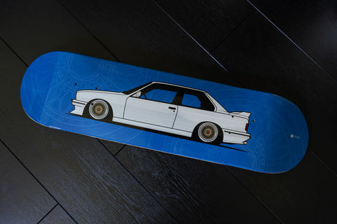 BMW E30 M3 skateboard deck wall art