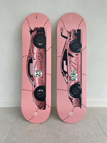 Porsche Pink Pig skateboard wall art