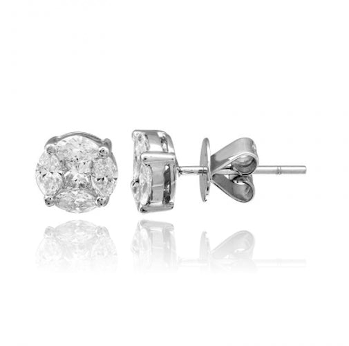 Image of Illusion Round Diamond Stud Earrings