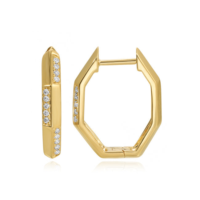 Image of Geometric Pave and Gold Huggies