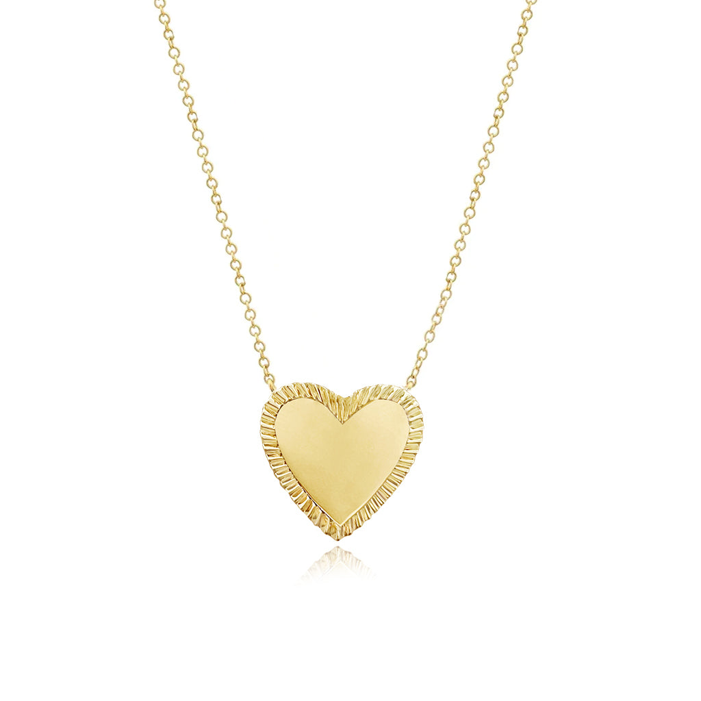 Image of Large Fluted Gold Outline Heart Necklace