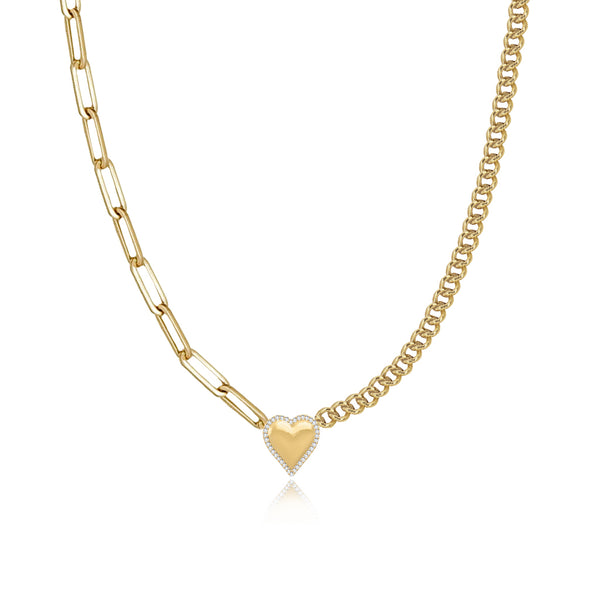 Macy's Puffed Heart Necklace Set in 14k Yellow Gold - Macy's