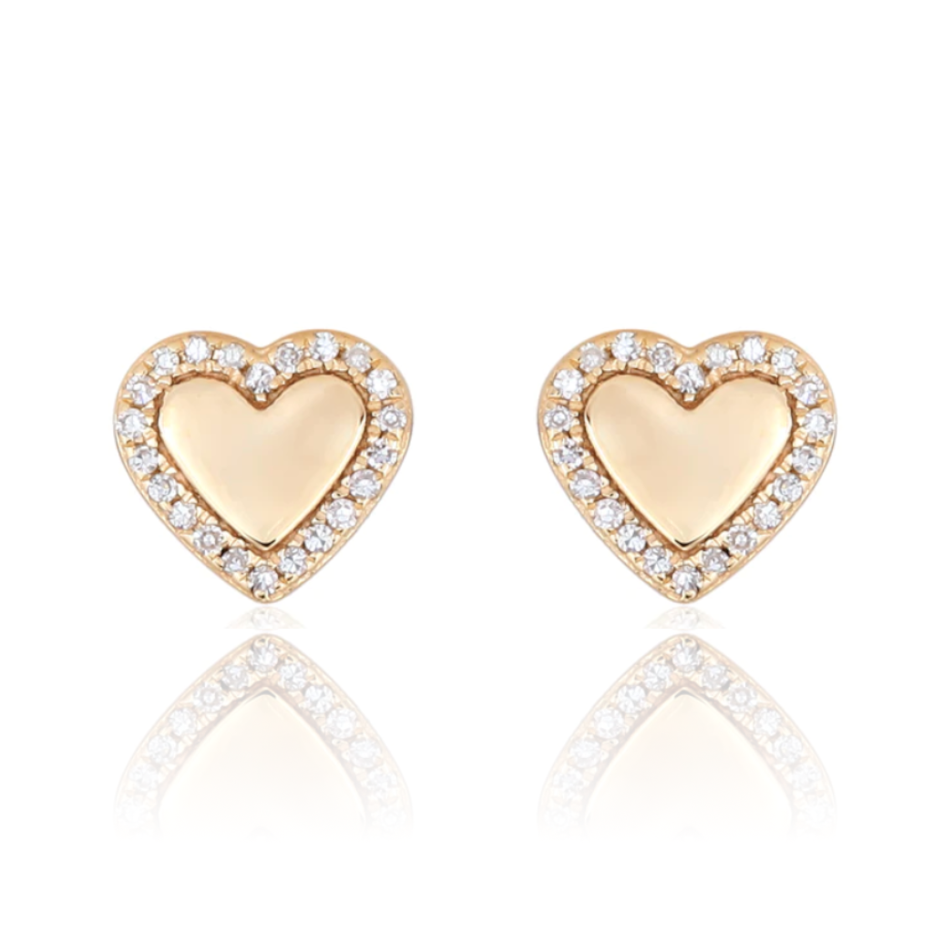 Image of Golden Heart Diamond Earrings
