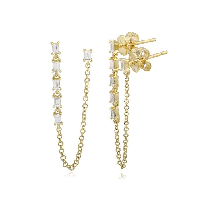 Image of Baguettes Diamond Chain Earring