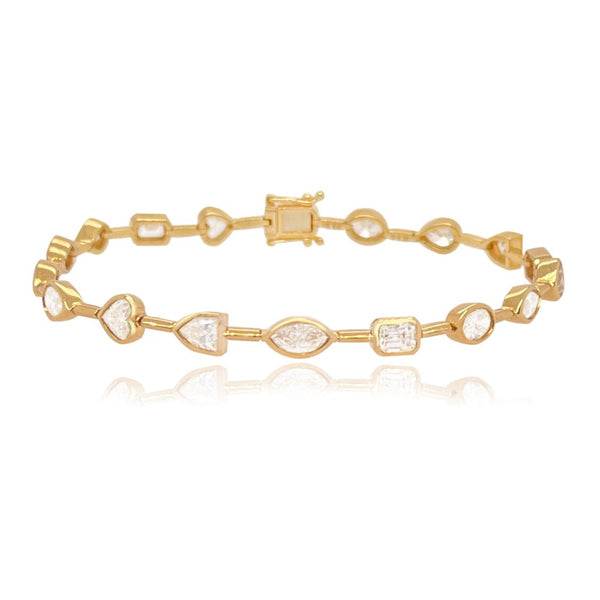 Five Diamond Heart Tennis Bracelet 14K Rose Gold / 7 | Alev Jewelry