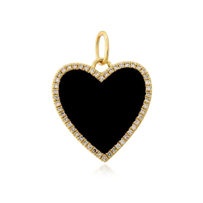 Image of Large Pave Outline Stone Heart Charm