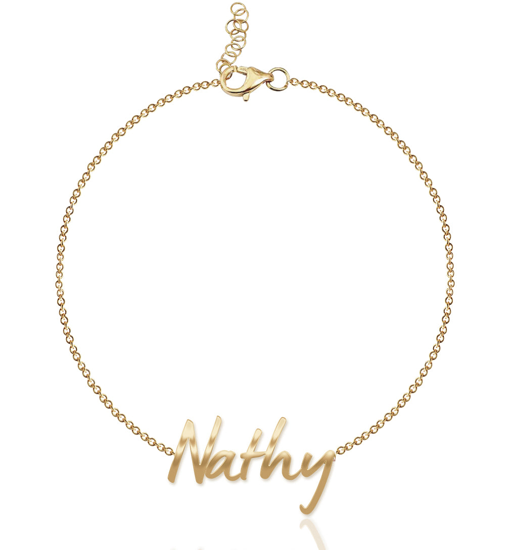 Cutout Gold Name Bracelet – Alev Jewelry