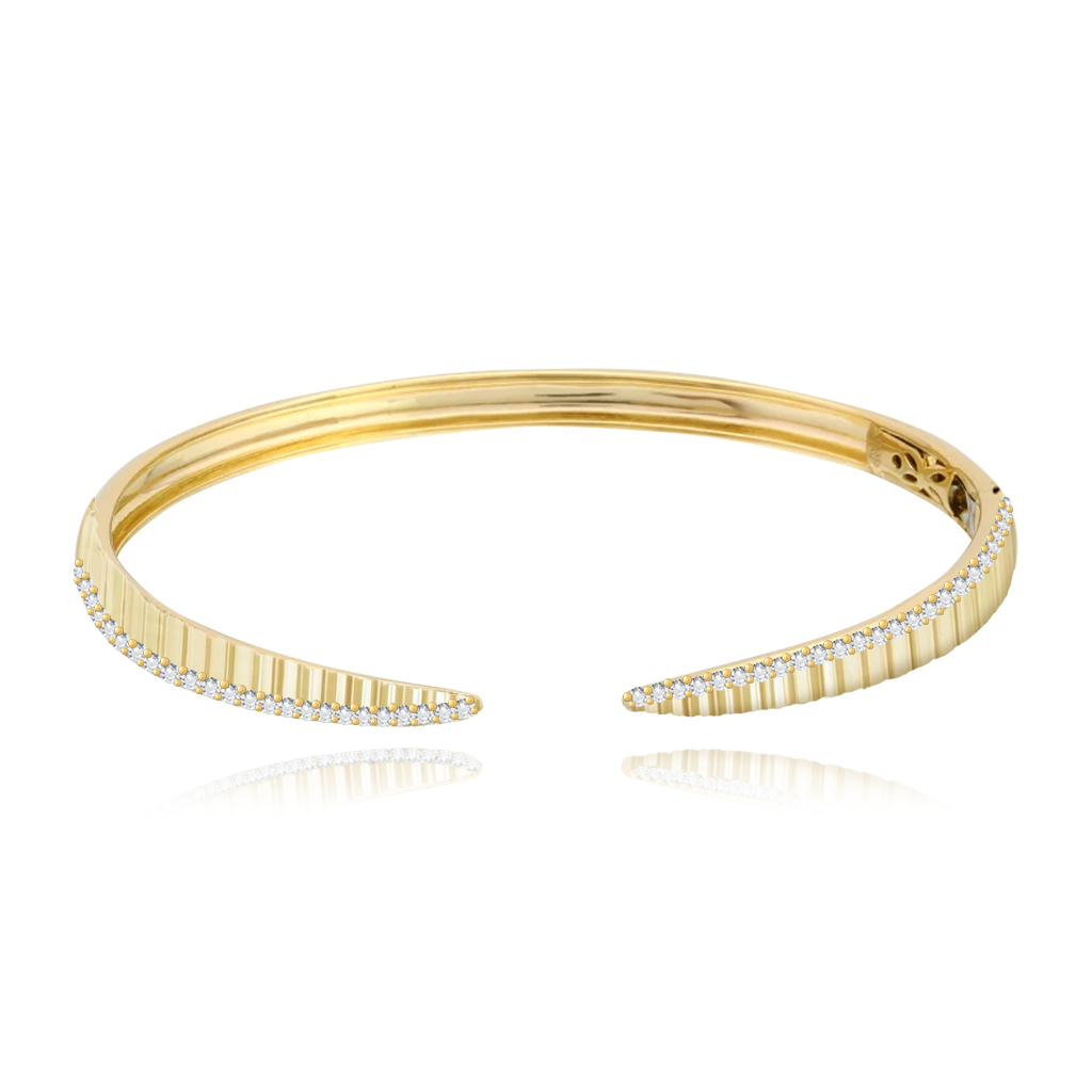 Image of Fluted Side Pave Claw Bangle