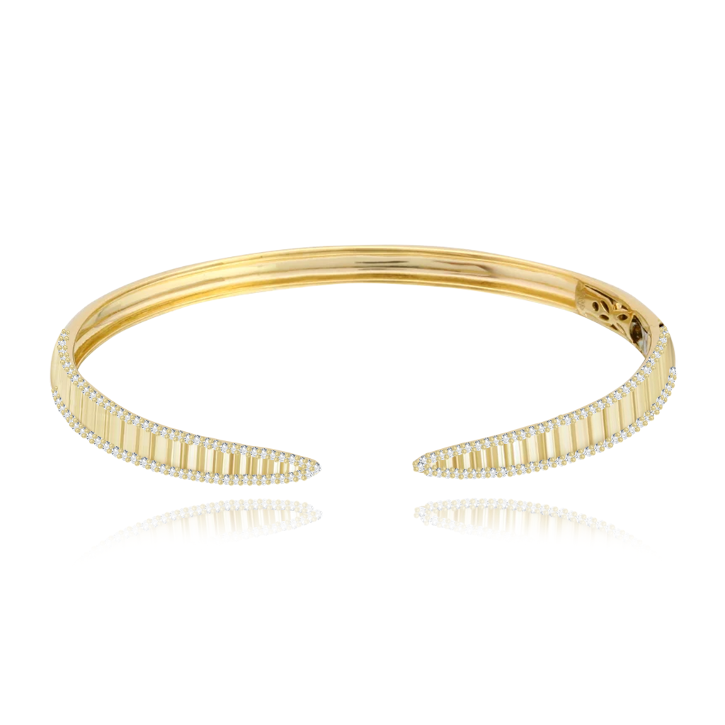Image of Fluted Pave Outline Claw Bangle