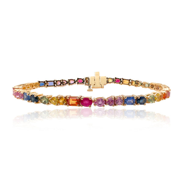 Rainbow Gemstone Gold-Plated Sterling Silver Tennis Bracelet | REEDS  Jewelers