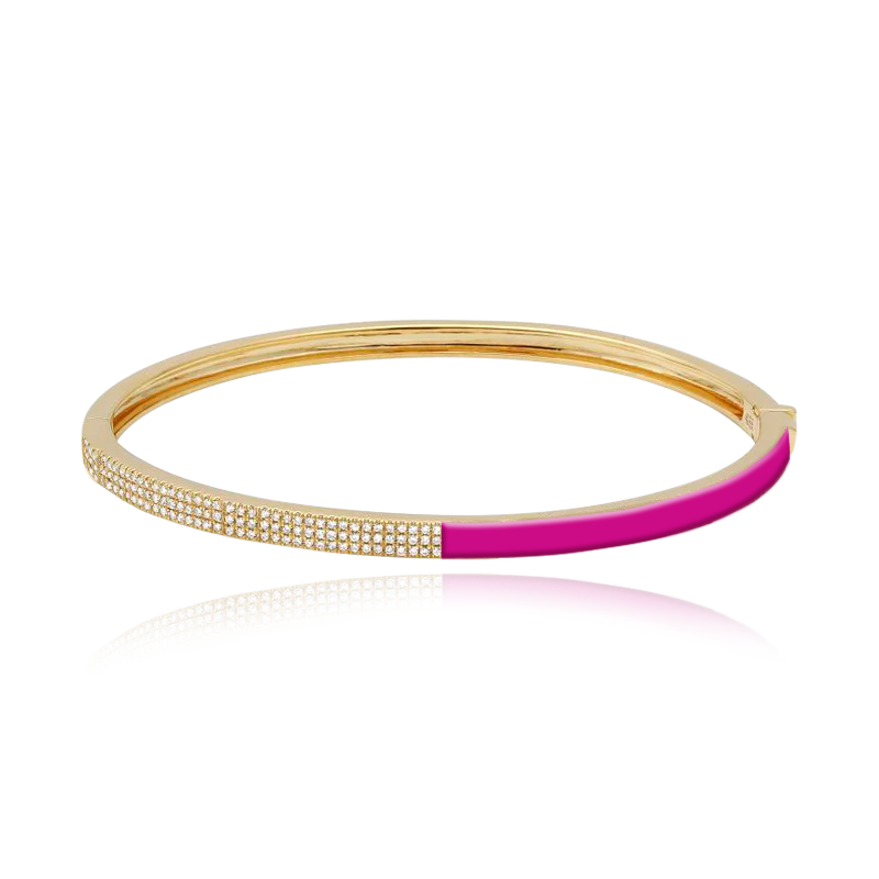 Image of Half Three Line Pave Half Enamel Bangle