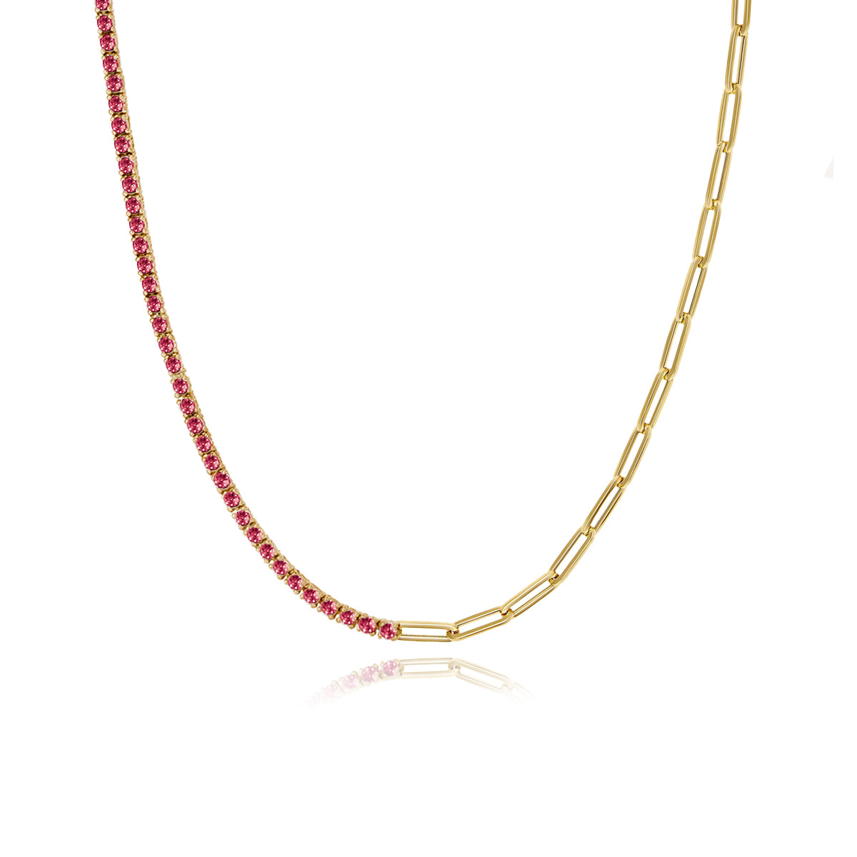 Image of Gemstone Tennis and Paperclip Necklace