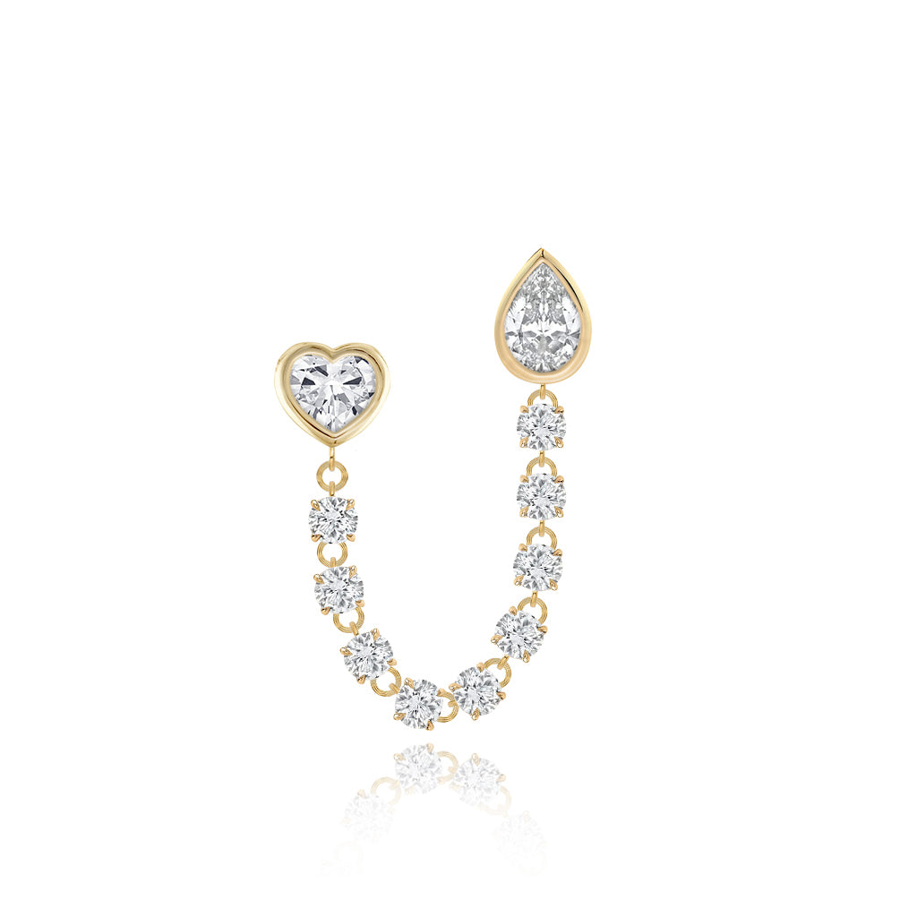 Image of Two Bezel Solitaire Diamond Chain Earring