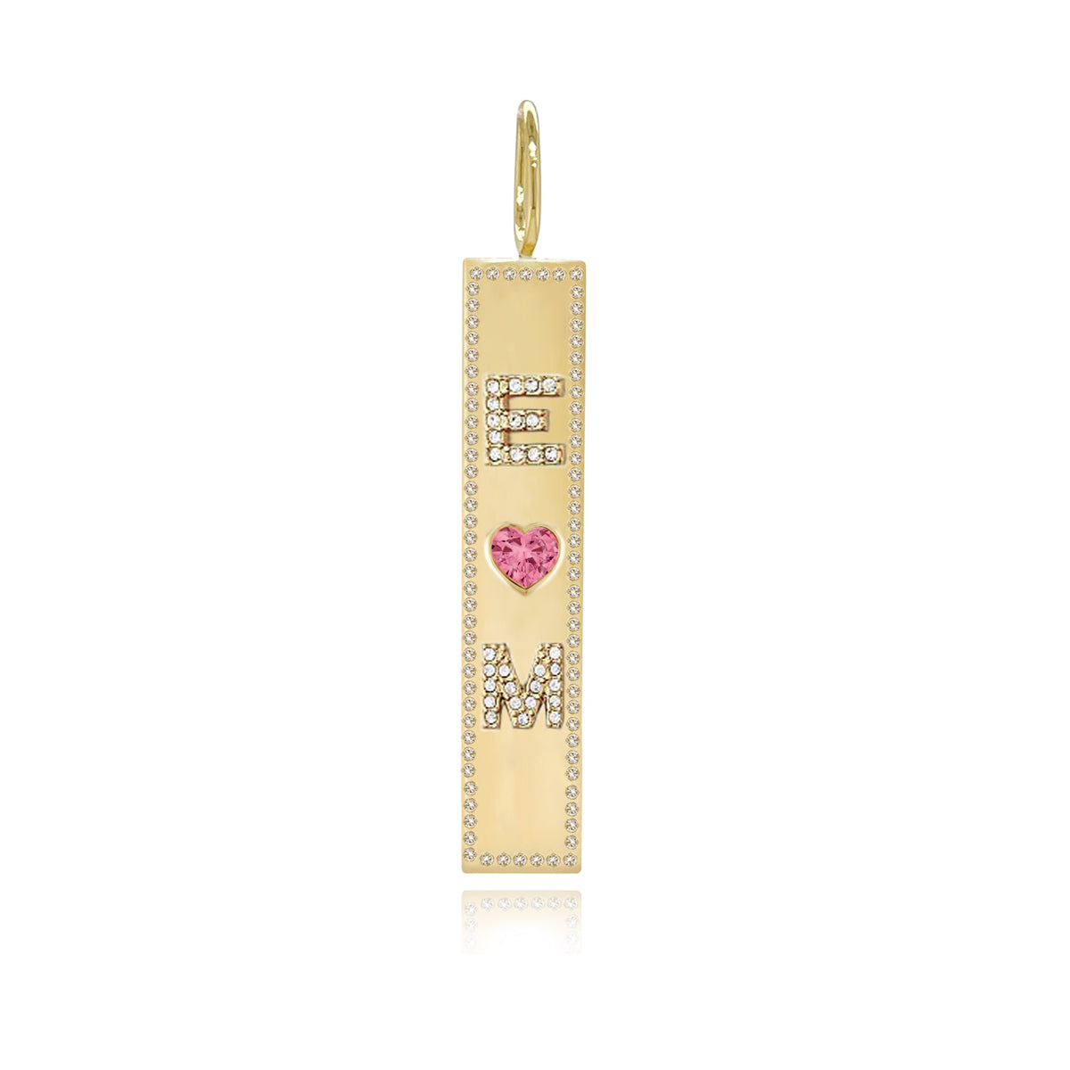 Image of Heart Gemstone and Personalized Pave Charm