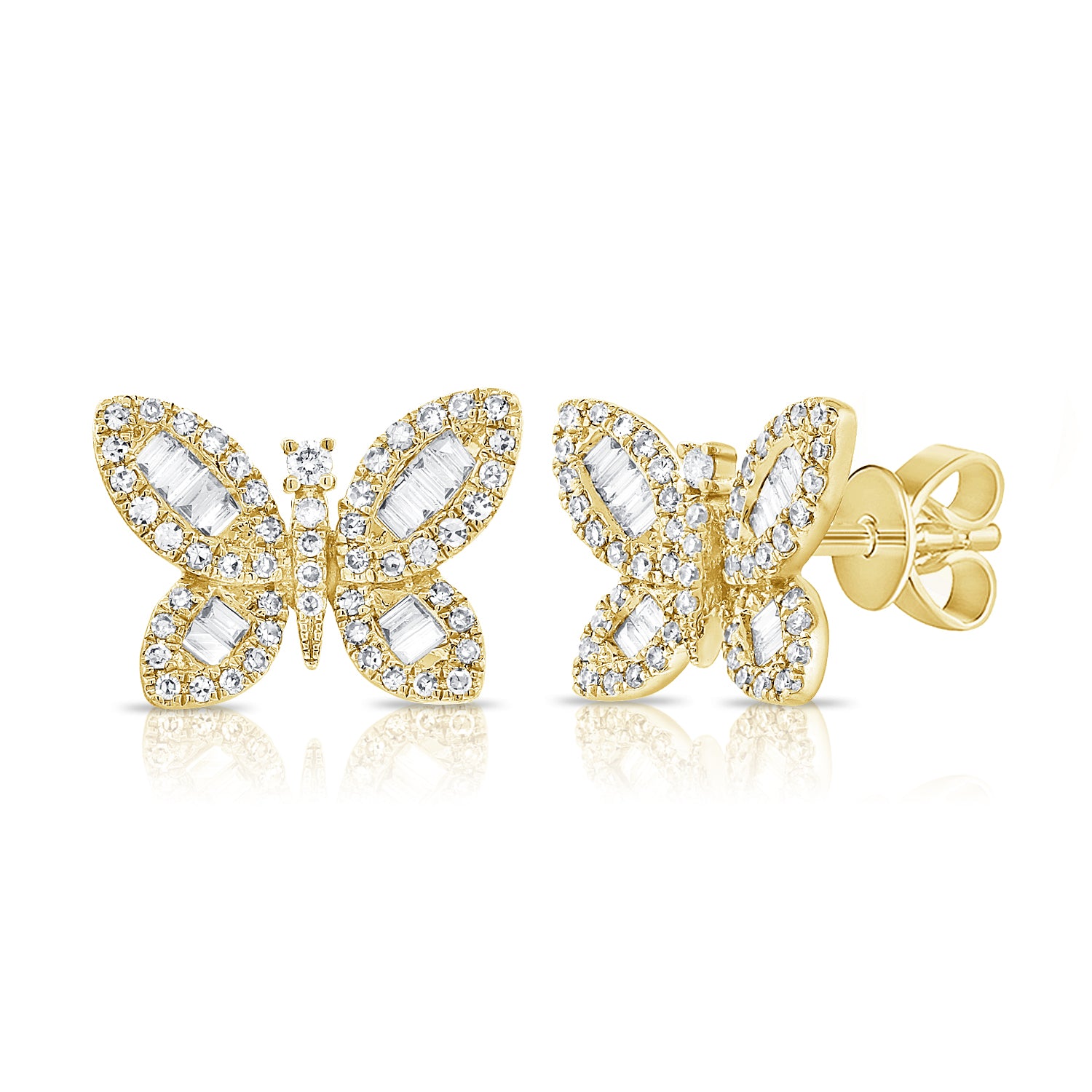 Image of Large Butterfly Baguette and Pave Earrings