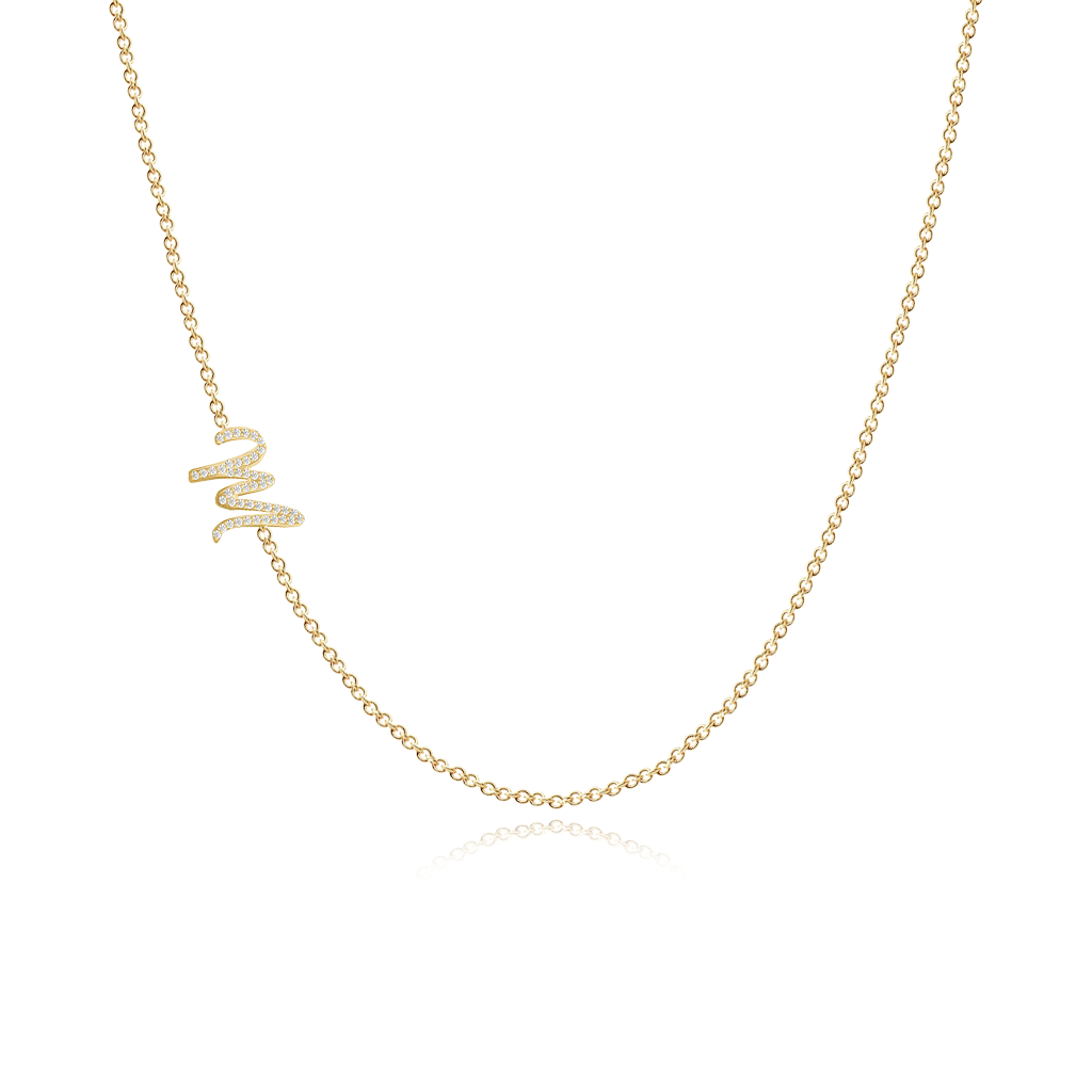 Image of Side Pave Initial Necklace