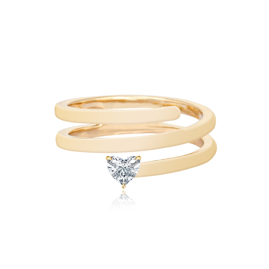 Image of Solitaire Diamond Gold Swirl Ring