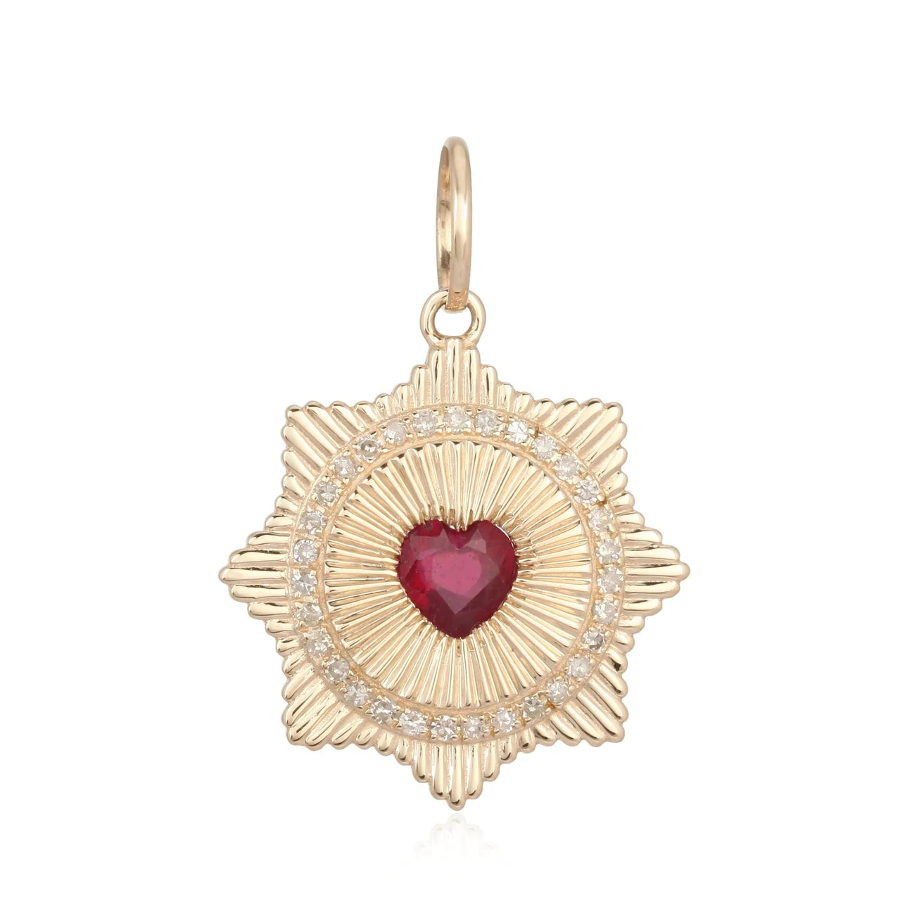 Image of Striped Star Ruby Heart Charm
