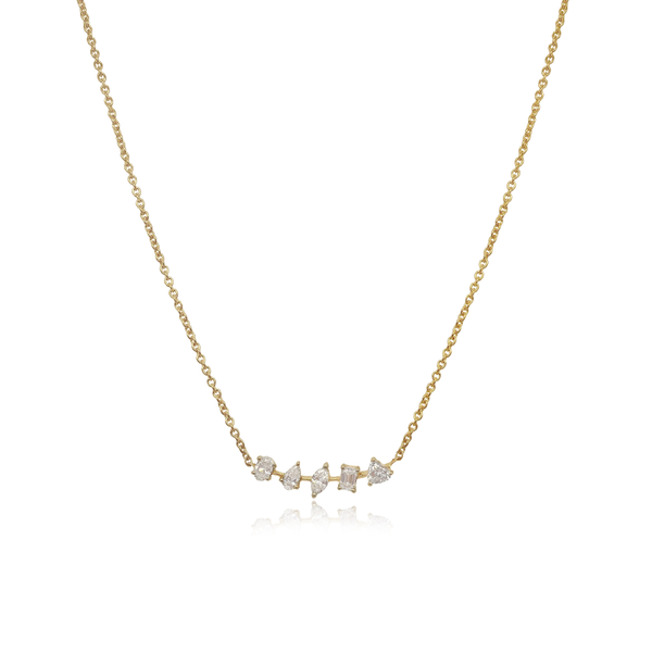14K Solid Gold Multi Shape Diamond Cluster Necklace – nostalgii jewelry