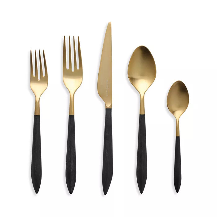 Ares Flatware 5 Piece Setting-Black & Gold