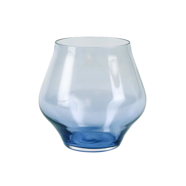 Blue Lucy Stemless Wine Glass Set / 2  Wedding Gifts, Fine China, Kitchen  Wares & Home Goods