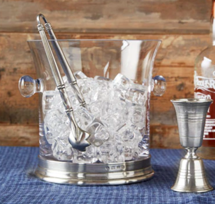 MATCH Pewter & Crystal Ice Bucket With Handles