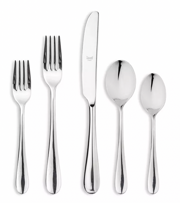 Mepra Michelangelo Brescia Modern Silver Stainless Steel 5 Piece Flatware  Set