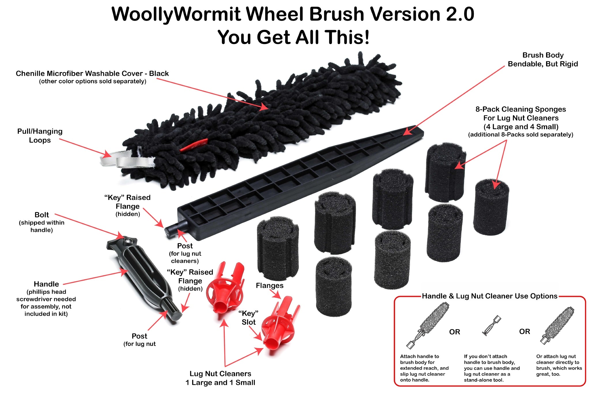 WoollyWormit Wheel Brush Version 2.0 With Handle